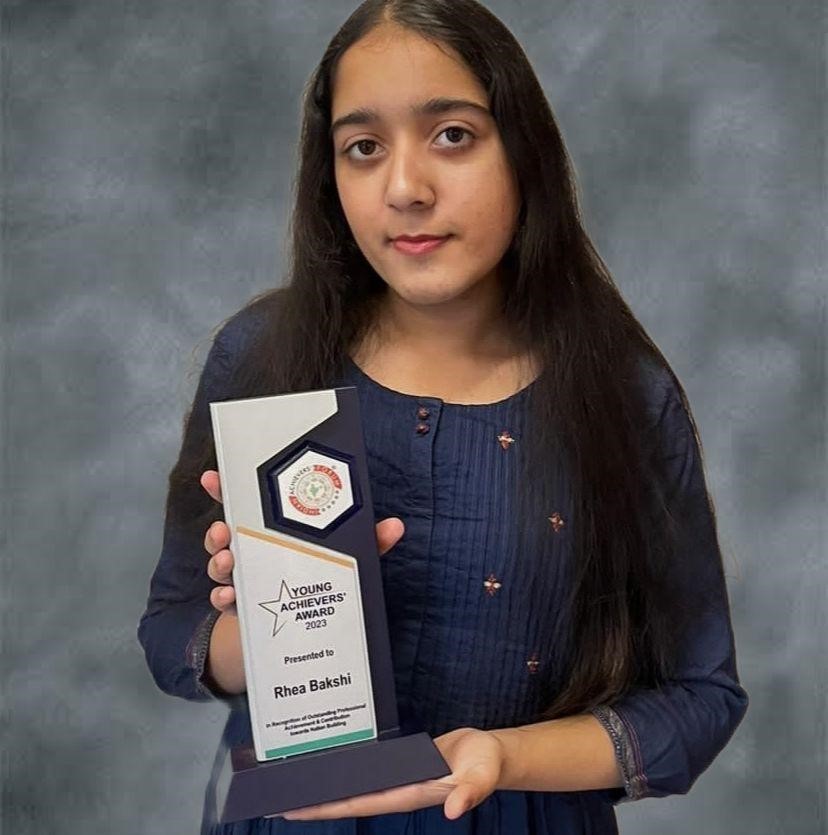 17 Year Old Documentary Filmmaker Rhea Bakshi’s Awarded “Young Achievers’ Award”