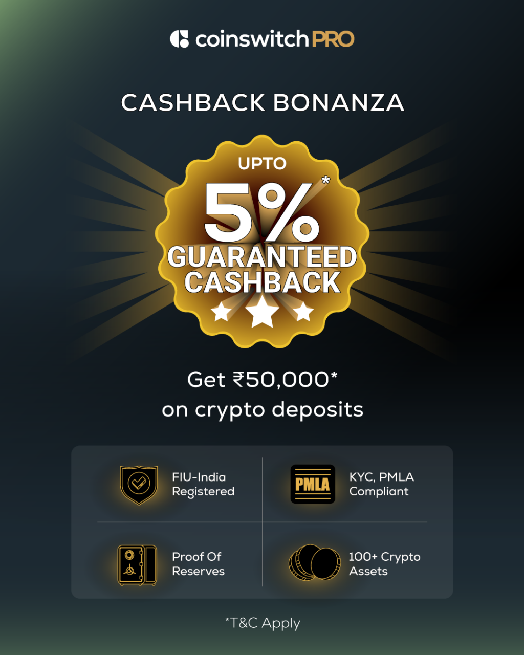 CoinSwitch announces highest cashback on crypto deposits