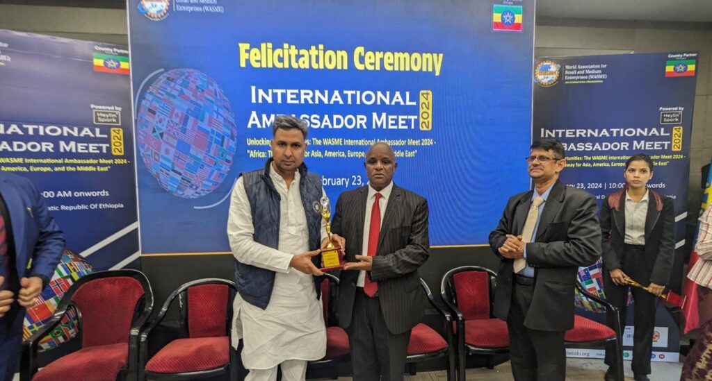 Nishit Kumar (Bablu Chaudhary) was honored by the Ethiopian Embassy for his excellent work in the field of environmental protection.