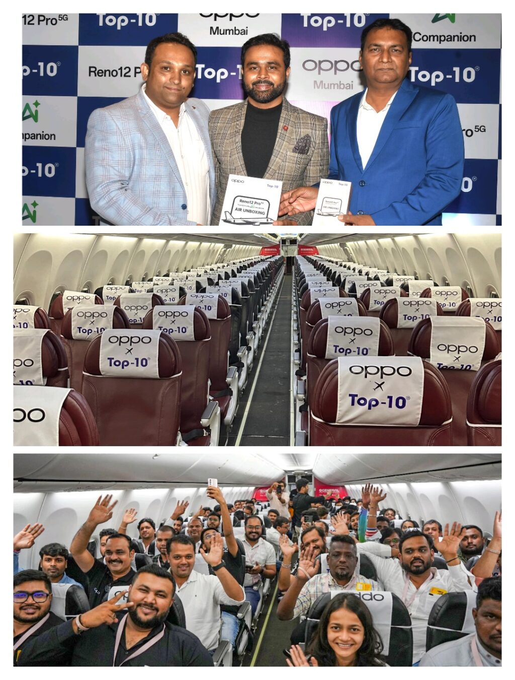 Oppo Mumbai in collaboration with Top-10 Retails Pvt. Ltd. Host World’s First In-Flight Phone Unboxing Event