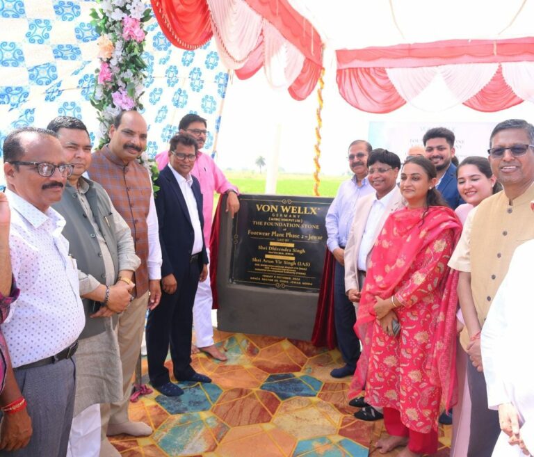 Von Wellx Germany laid the foundation stone at Yeida,Jewar for its Patented Comfort and Diabetic Footwear plant, part of 300 crore investment.