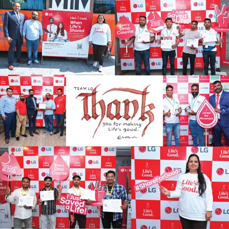 LG Electronics India and Saksham Bharti Foundation Organize Four-Day Blood Donation Camp in Gurugram