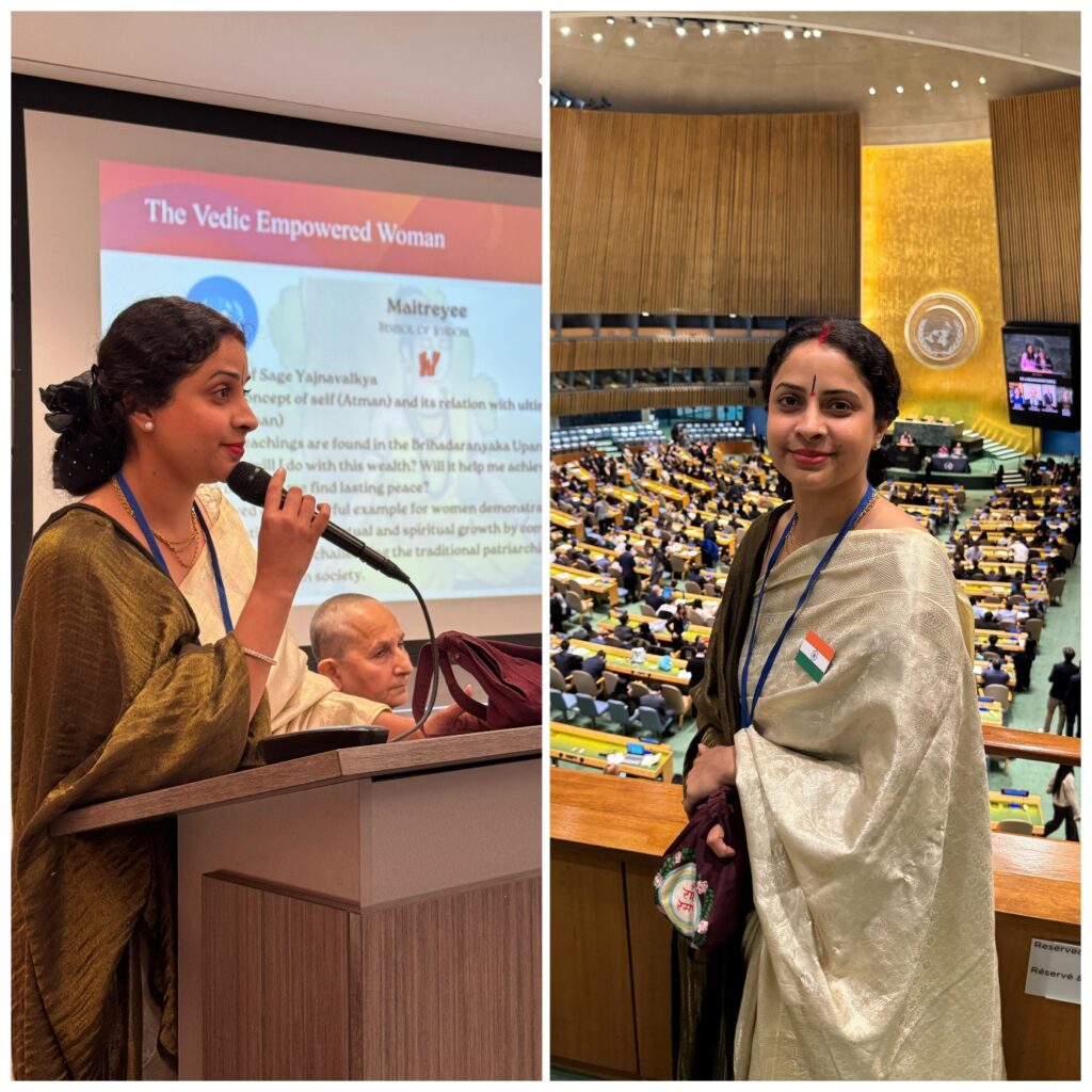 United Nation Hosts Smt Renuka Pundrik Goswami for Vedic Empowered Women. Recognised Nimai Pathshala at the event