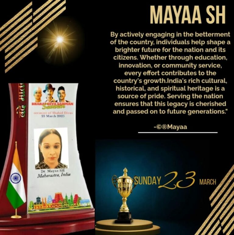 It’s A Bharat Seva Ratna Samman 2025 For Mayaa SH