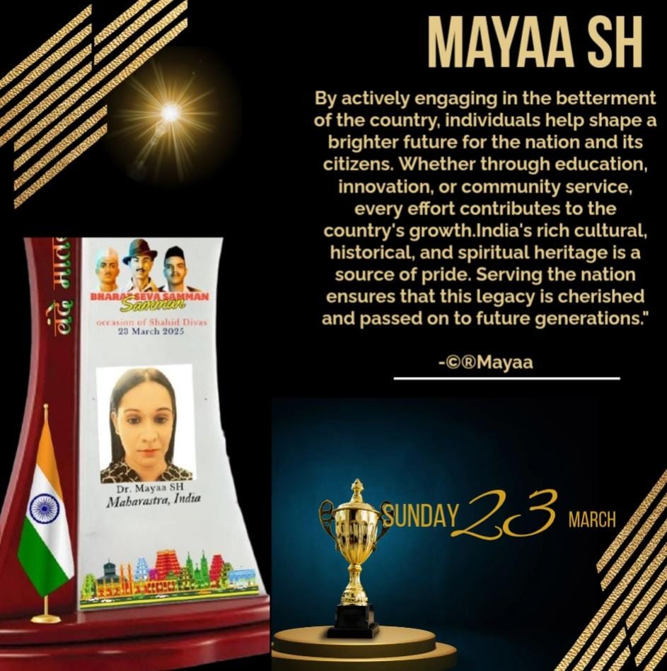 It’s A Bharat Seva Ratna Samman 2025 For Mayaa SH