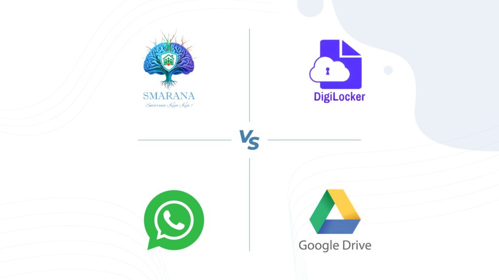 Smarana vs. Digilocker vs. Google Drive vs. WhatsApp: 5 Reasons Why Smarana is Essential for You