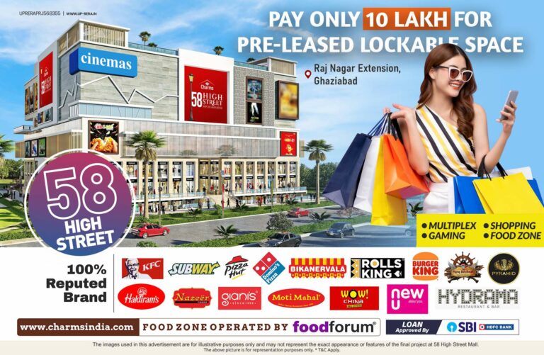 Invest in 58 High Street: A Landmark Commercial Hub by Charms India in Ghaziabad Raj Nagar Extension – A Hub of Multiplex, Gaming, Shopping and Food Zone