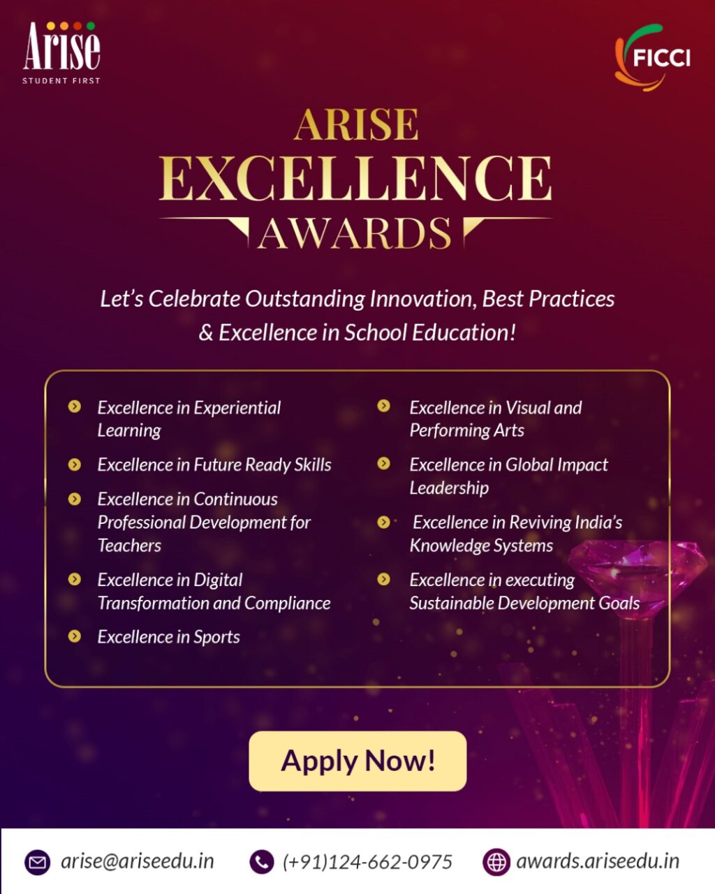 ARISE launches ARISE Excellence Awards 2025….Opens applications for schools across India to showcase their contribution towards Nation Building