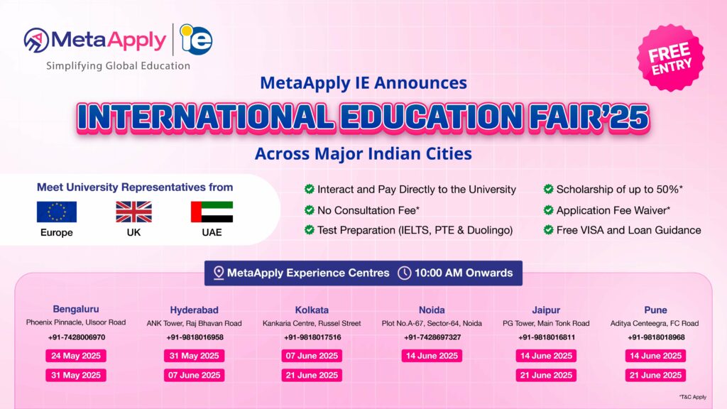 MetaApply IE is set to host International Education Fair 2025 Across Major Indian Cities