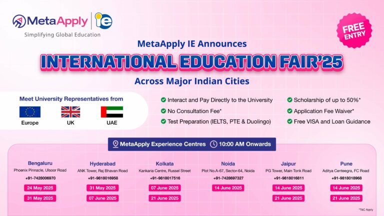MetaApply IE is set to host International Education Fair 2025 Across Major Indian Cities