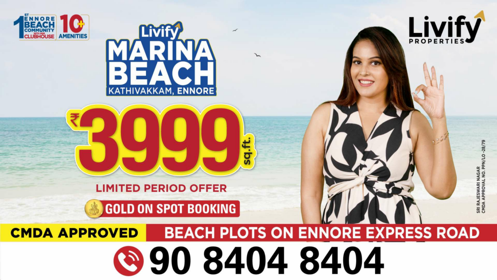 Livify Launches “Marina Beach” – Chennai’s First Beachfront Plotted Community at Kathivakkam, Ennore with Actress Chandini Tamilarasan as Brand Ambassador