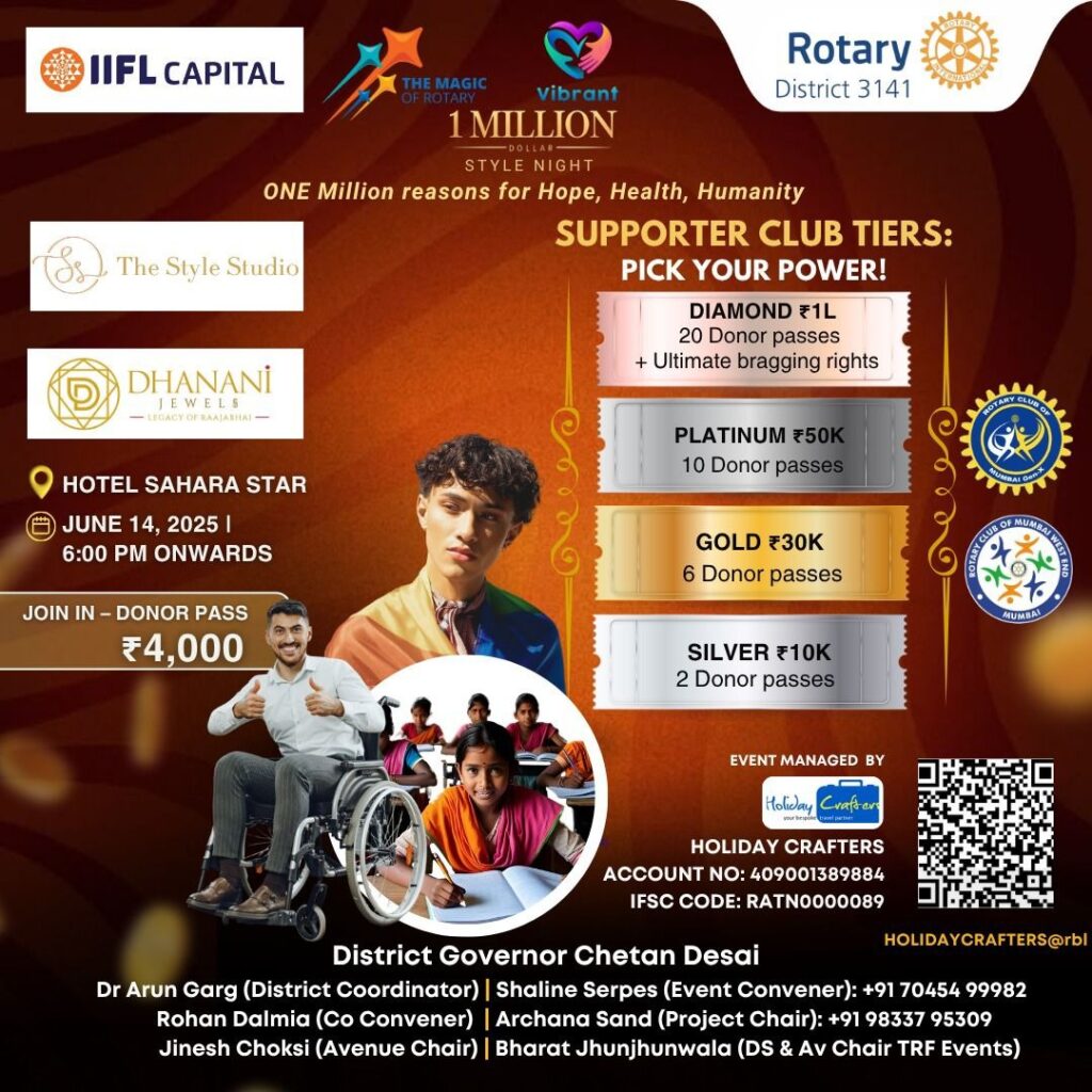 Rotary District 3141 Presents the Grand Finale of TRF Events: “1 Million Dollar Style Night”