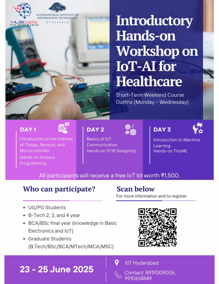 IHub-Data, IIIT Hyderabad Announces Workshop on IoT-AI for Healthcare Innovation