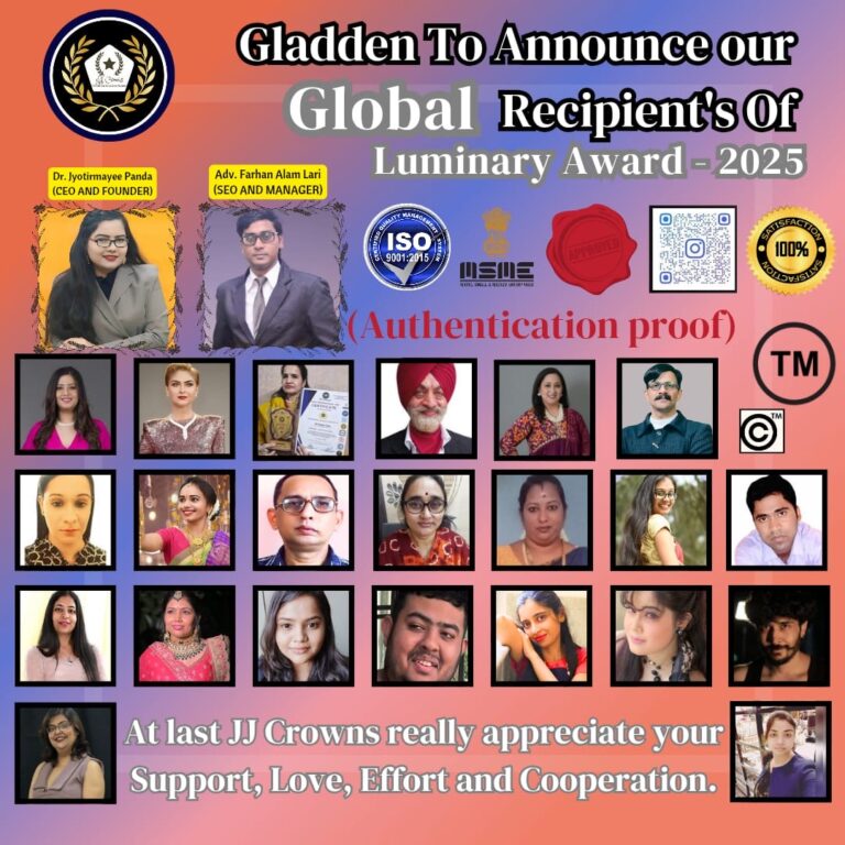 Illuminating Excellence: The Global Luminary Award 2025 by JJ CROWNS