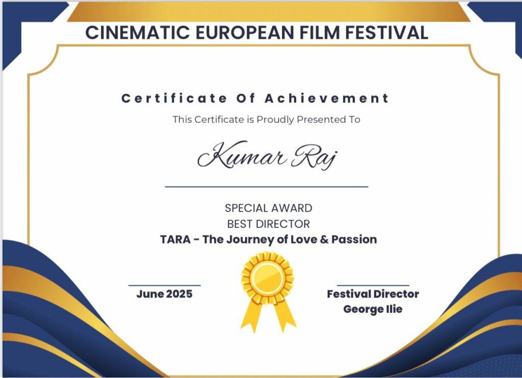 Kumar Raj Wins Best Director at Cinematic European Film Festival 2025 for Ameena and Tara