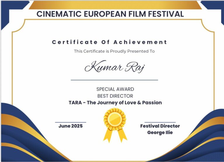 Kumar Raj Wins Best Director at Cinematic European Film Festival 2025 for Ameena and Tara