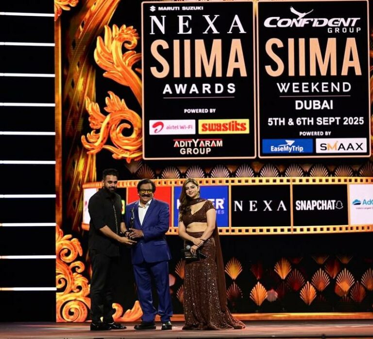 Shareef Muhammed and Cubes Entertainment honored with the SIIMA Award for Best Debut Producer, marking a proud milestone for Malayalam cinema