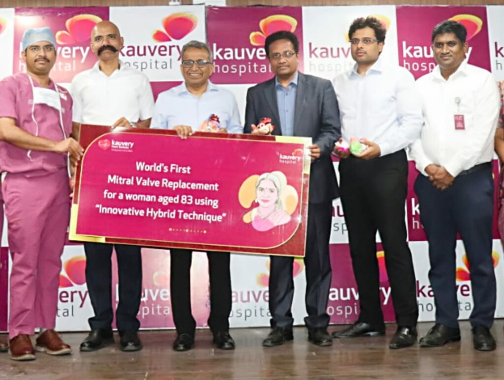 Kauvery Hospital Performs World’s First Breakthrough Transcatheter Mitral Valve Replacement on a High-Risk Elderly woman aged 83.