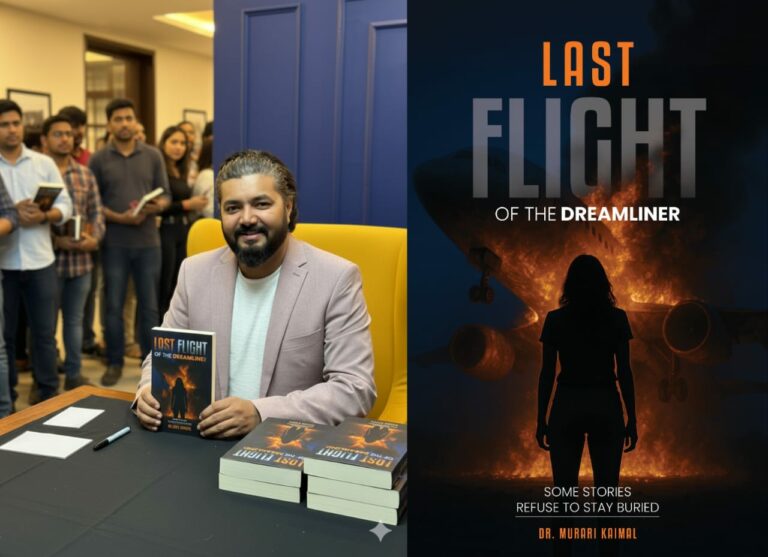Last Flight of the Dreamliner- bestseller novel by Dr.Murari Kaimal, explores the Shadows of Aircrash Tragedies and Conspiracy with a flair.