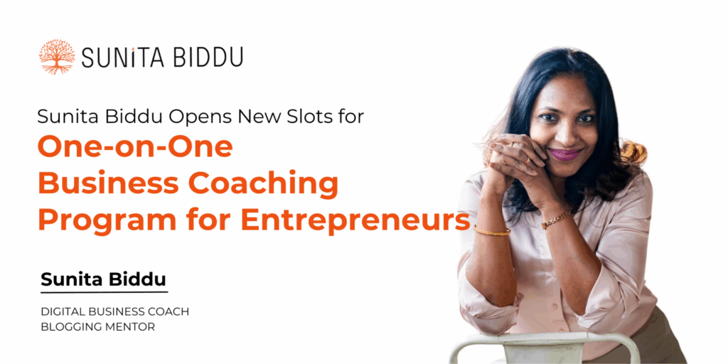 Sunita Biddu Opens Slots for One-on-One Business Coaching Program for Entrepreneurs