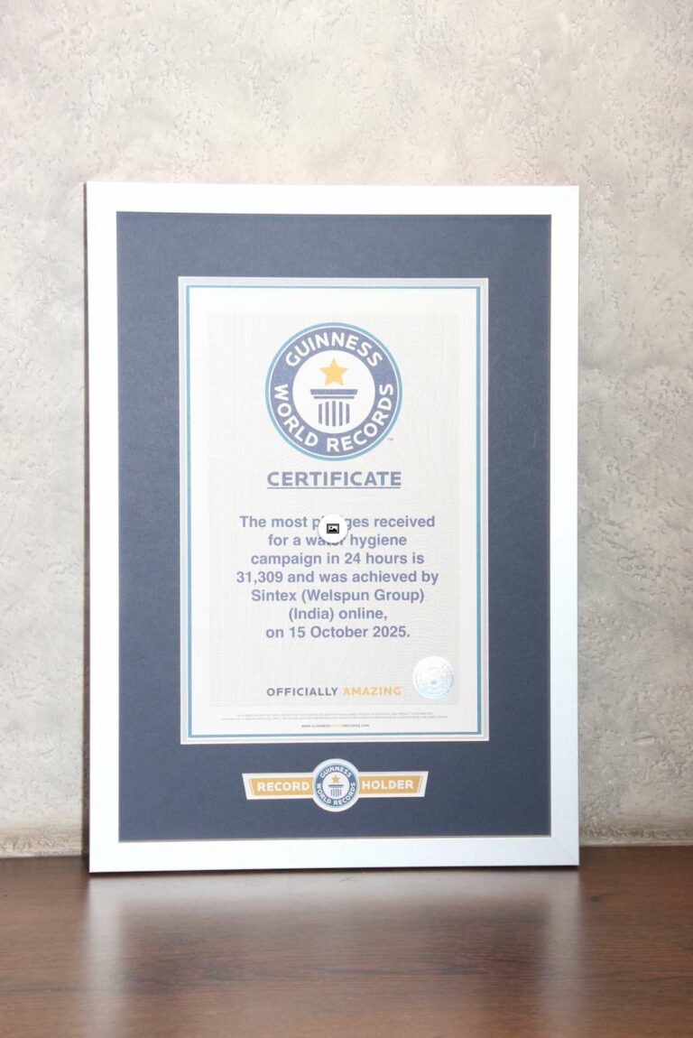 On Its 50th Anniversary, Sintex sets a ‘Guinness World Record’ to champion responsible water use across India