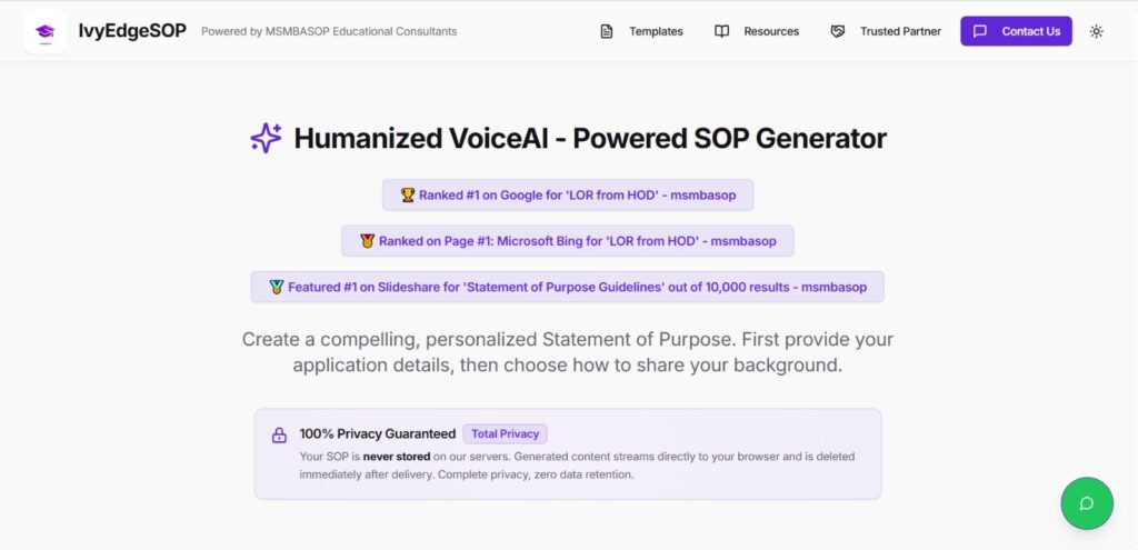 IvyEdgeSOP Revolutionizes SOP Writing for Indian Students with AI – Powered platform