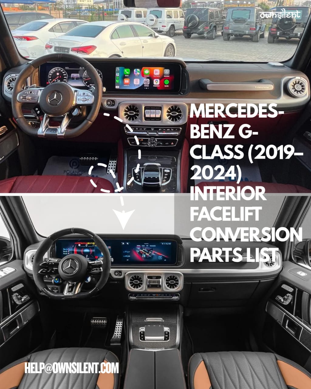 Mercedes-Benz G-Class 2019–2024 Interior Upgrade: Old-to-New MBUX 3 HU7 Retrofit Kit by OWNSILENT
