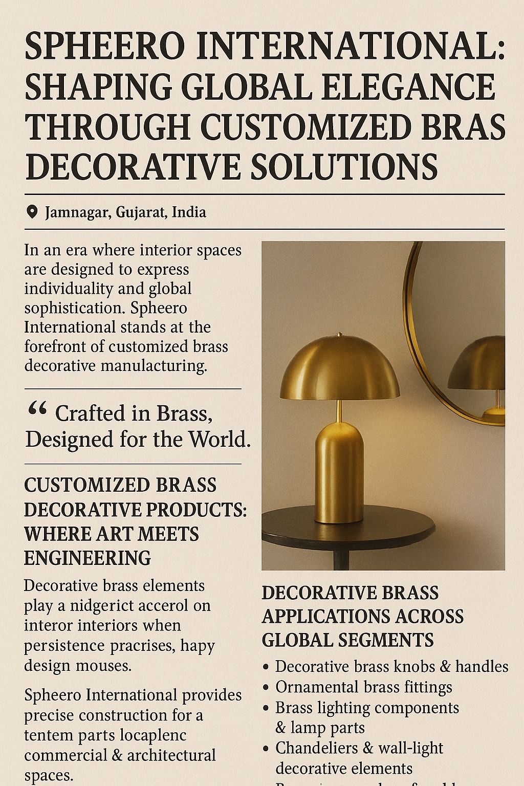 Spheero International: Shaping Global Elegance Through Brass Customized Decorative Creations