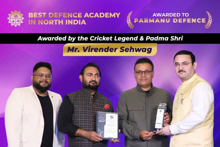 Global Leadership Award Presented by Legendary Cricketer & Padma Shri Awardee                      Virender Sehwag — A Proud Moment for Parmanu Defence Academy