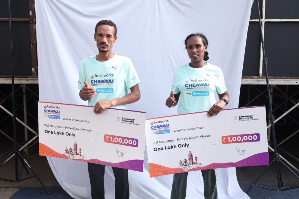 Ethiopian’s Tsegaye Molla and Senait Kefelegn Lesharge win at Freshworks Chennai Marathon 2026 powered by Ashok Leyland