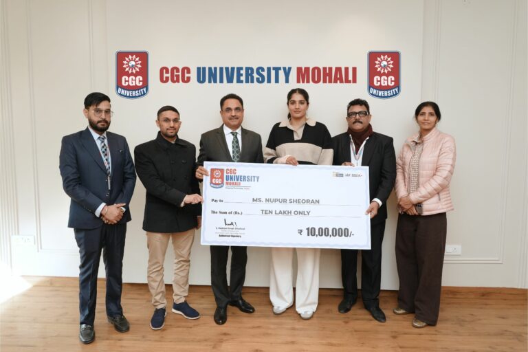 CGC UNIVERSITY, MOHALI, AWARDS ₹10 LAKH CASH PRIZE TO BRAND AMBASSADOR MS. NUPUR