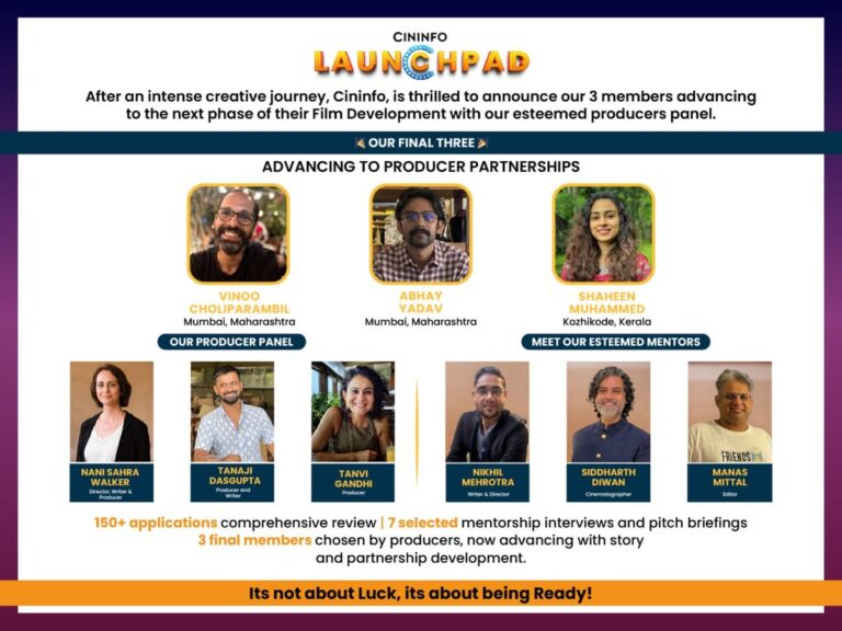 Cininfo Launchpad 2025 Announces Winners of its Screenwriter and Film Mentorship Lab in India​.