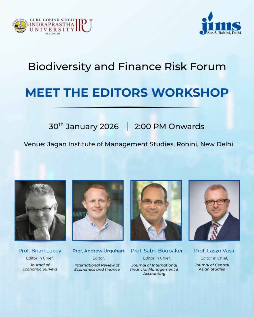 JIMS Rohini Hosts Prestigious “Meet the Editors” Workshop Under Biodiversity & Finance Risk Forum