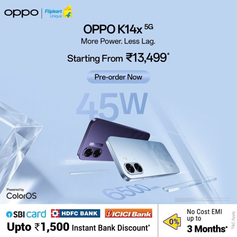 OPPO Launches K14x 5G in India, Bringing Power, Performance and Smoothness for Worry-Free Everyday Use, Starting INR 13,499