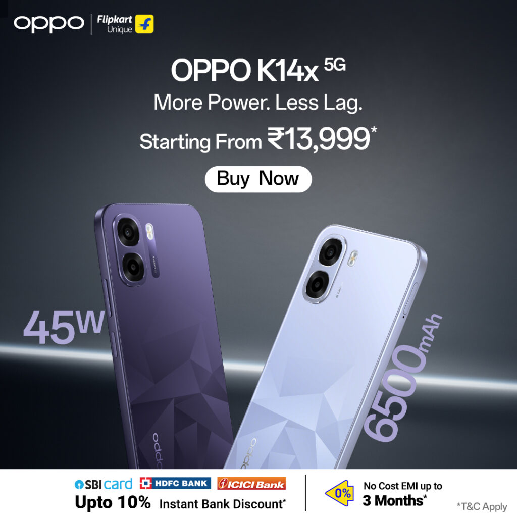 OPPO K14x 5G Goes on Sale in India from Today, Starting at an Effective Price of ₹13,499