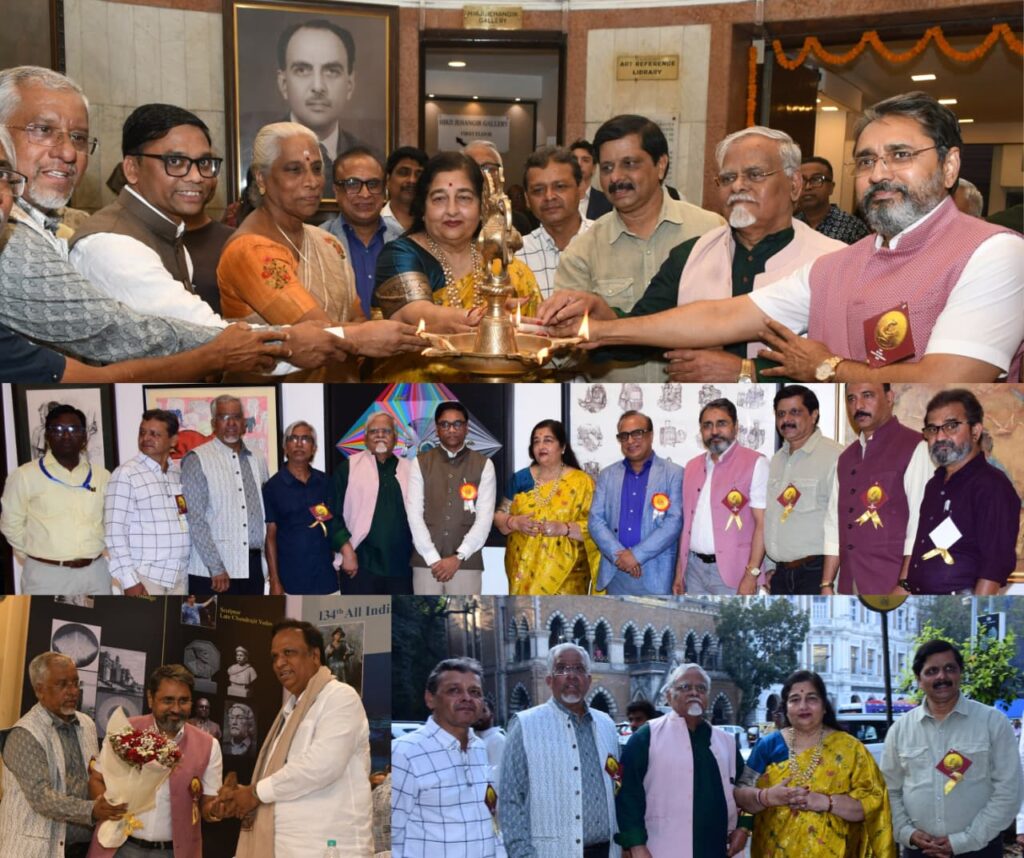Anuradha Paudwal, Kishor Ingale and Hon Min Ashish Shelar Grace The Bombay Art Society’s 134th All India Annual Art Exhbn