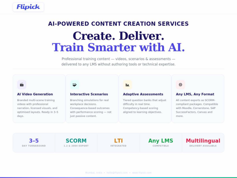 Flipick Launches AI-Powered Training Content Creation Services for Any LMS
