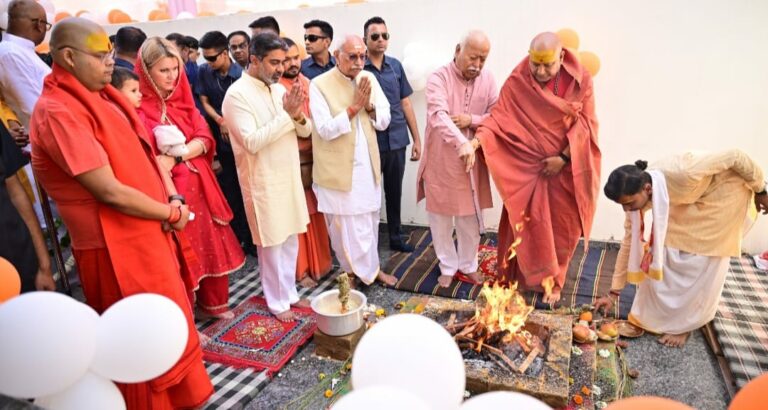 Dr. Abhishek Verma Hosts Vrindavan Ashram Inauguration; Mohan Bhagwat Calls for Population Policy Review