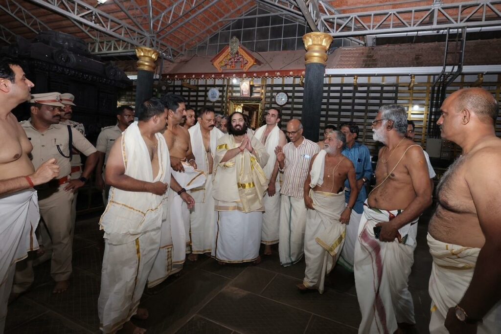 Anant Ambani visits Guruvayur Temple; contributes ₹6 crore in donations, commits ₹12 crore for Rajarajeshwaram restoration; reinforces animal welfare efforts through Vantara