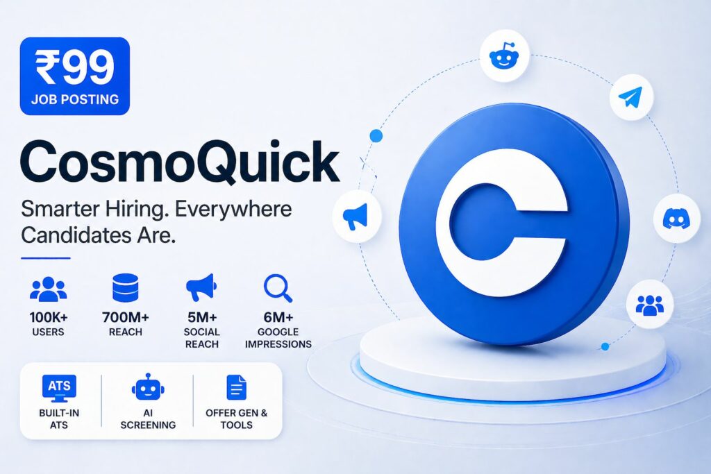 CosmoQuick Launches ₹99 Job Posting Offer With ATS, AI Screening and Massive Off-Platform Distribution