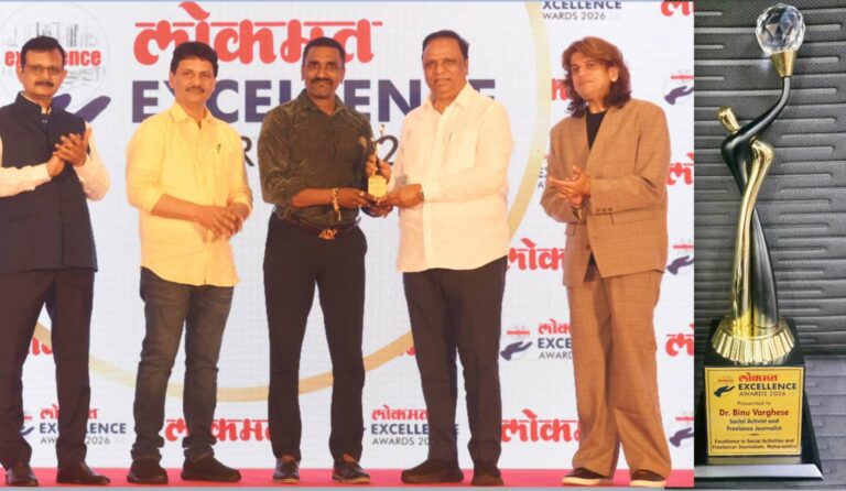 Lokmat Excellence Awards 2026: Dr. Binu Varghese Honored for Social Service and Journalism
