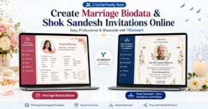 Create Marriage Biodata and Shok Sandesh Invitations Easily Online with YConvert
