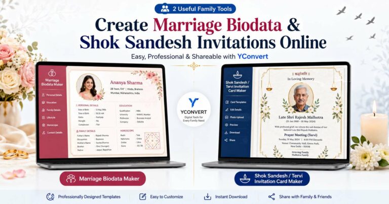 Create Marriage Biodata and Shok Sandesh Invitations Easily Online with YConvert