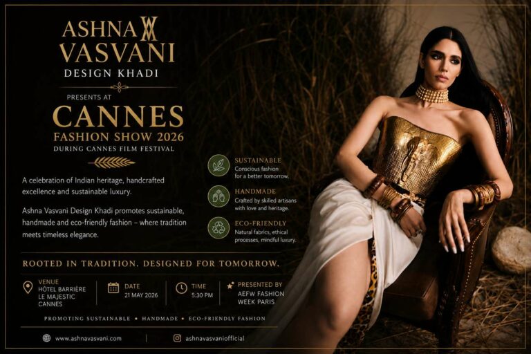 From Khadi to Cannes -Ashna Vaswani Redefines Sustainable Red-Carpet Luxury festival 2026