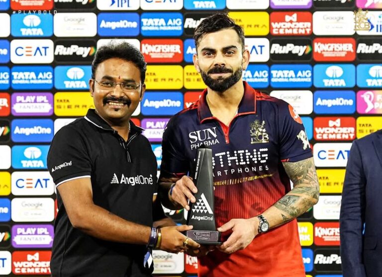 Amravati’s Pride Shines on the IPL Stage as Piyush Nandurkar Presents Angel One Super Six Award to Virat Kohli
