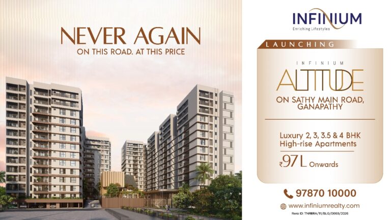 Coimbatore’s Skyline Gets a New Icon: Infinium Developers Launches ‘Altitude’, a Luxury High-Rise Community on Sathy Main Road