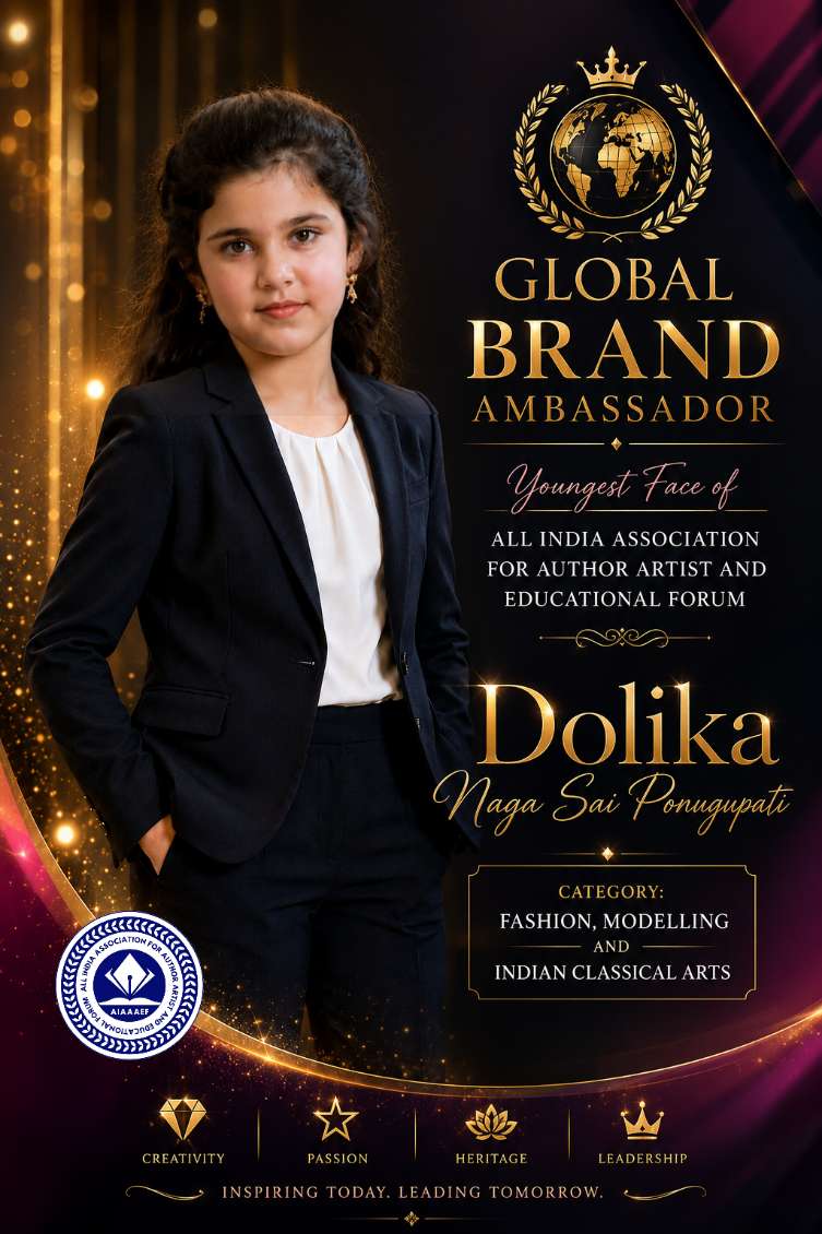 From Tiny Steps to Global Applause: The Extraordinary Rise of Dolika Naga Sai Ponugupati – The Youngest face of ALL INDIA ASSOCIATION FOR AUTHOR ARTIST AND EDUCATIONAL FORUM