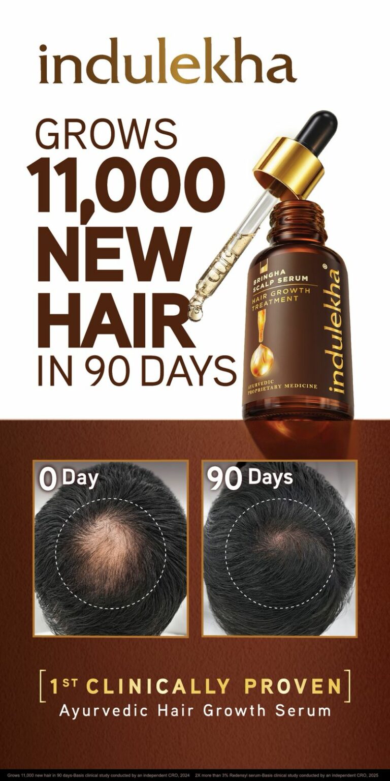 Backed by Science: Indulekha Bringha Hair Growth Serum Completes Second Clinical Trial, Proves New Hair Growth in 90 days