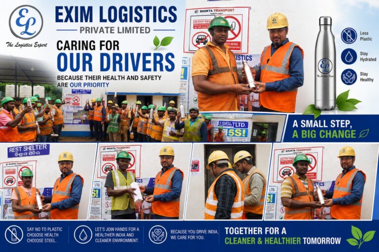 EXIM Logistics Promotes Health & Sustainability Through Steel Water Bottle Distribution Drive for Local Drivers