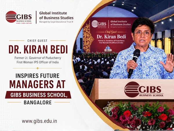 India’s First Woman IPS Officer Dr. Kiran Bedi Inspires Management Students at GIBS Business School’s Mind Valley Campus, Bangalore